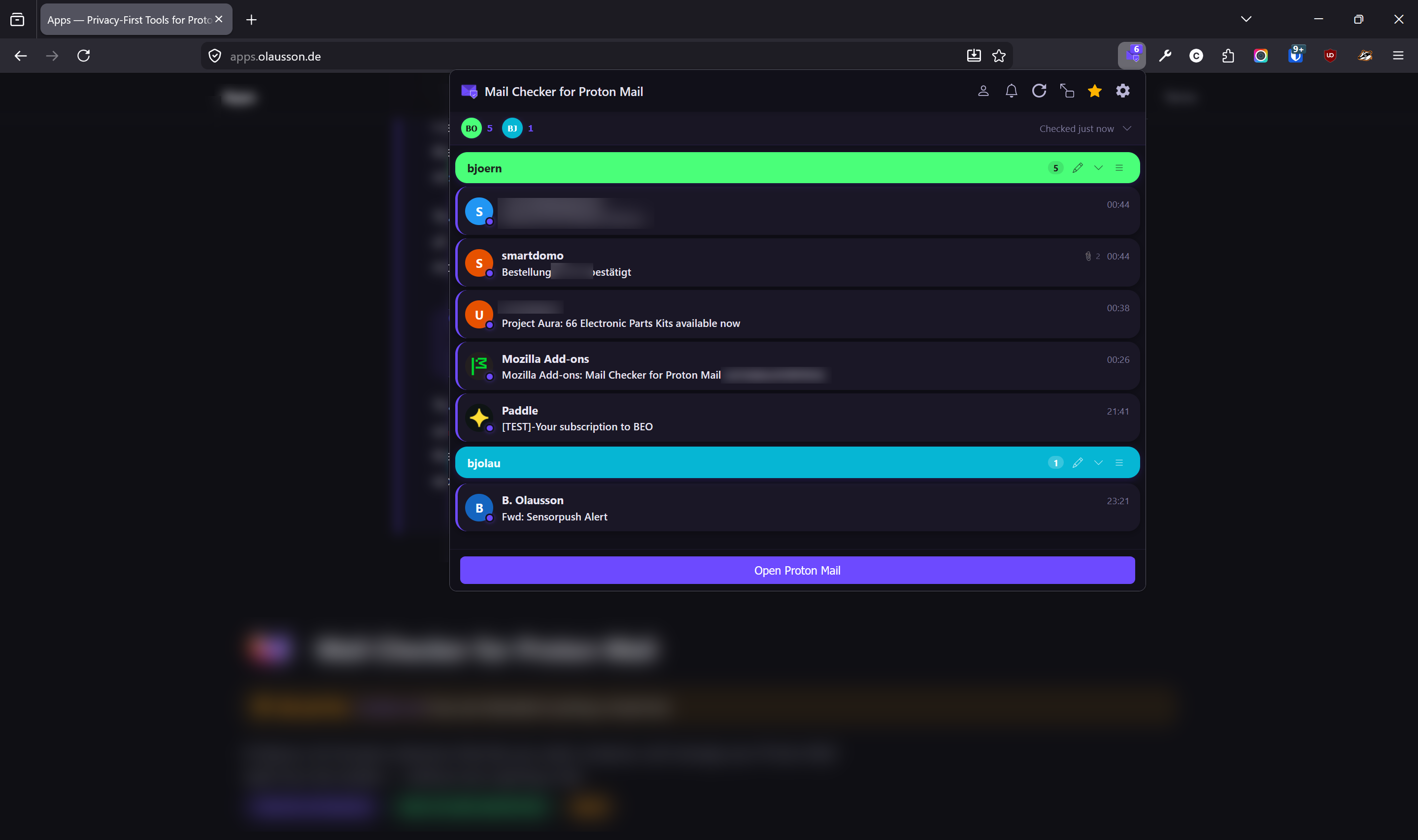 Popup overview